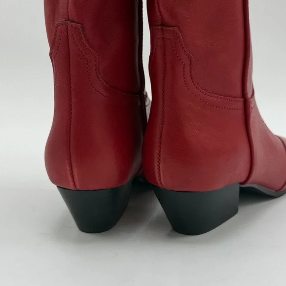 Steve Madden Dollie Red Leather Western Square Toe Cowboy Boots Size 5.5 leather - Picture 4 of 5